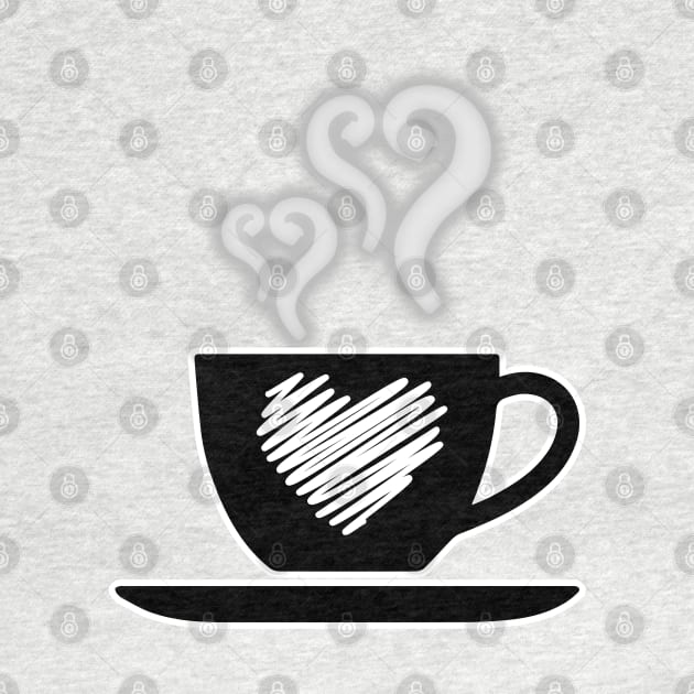 Funny coffee cup with heart smok, coffee lovers gift, coffee gift, coffee cozy, birthday, cafeteria’s stickers, fashion Design, restaurants and laptop stickers, lovely coffee cup with heart inside by PowerD
